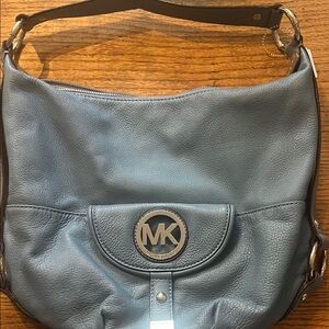 Michael Kors Slate Blue Leather Shoulder Bag